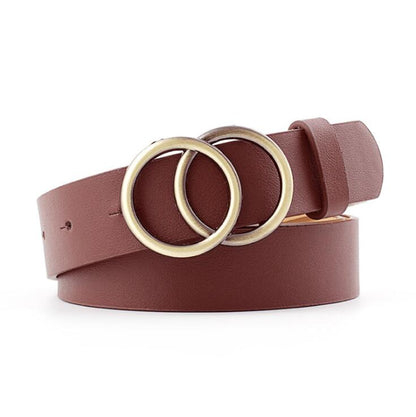 Kvinnors Läderbälte O-ringspänne PU-Läder 105 cm 11
