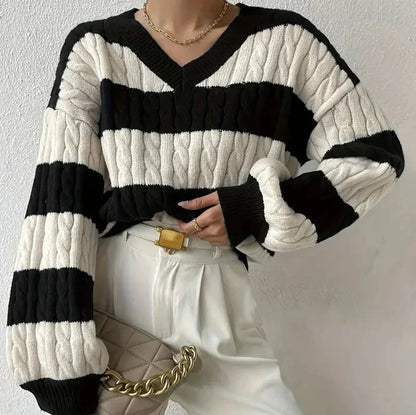 Lindex Stickad Dam Tröja Lös Axel Mjukt Material-2