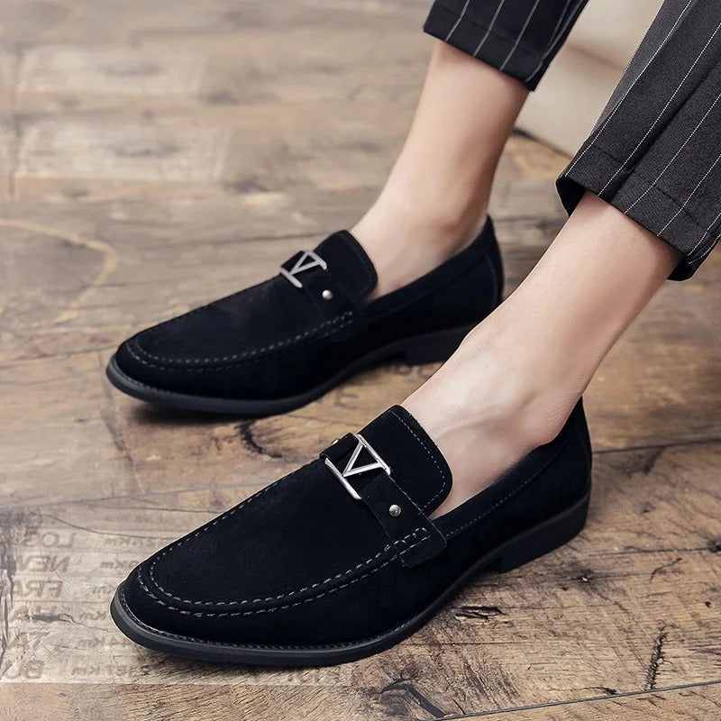 Herr Loafers Mocka med Ergonomisk Passform och Dekorativt Metallspänne – Klassisk Design för Formella och Avslappnade Tillfällen 8