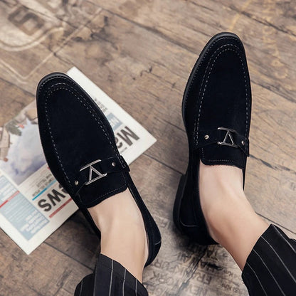 Herr Loafers Mocka med Ergonomisk Passform och Dekorativt Metallspänne – Klassisk Design för Formella och Avslappnade Tillfällen 6