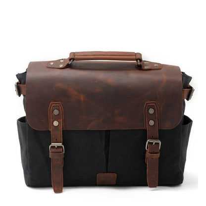 Variant image for Unisex Axelväska Vintage-Inspirerad Vaxad Bomull och Läder-1
