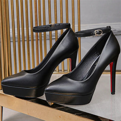Kvinnors Tåskor Stiletto Spetsig Tå Konstläder 12 cm Klack-4