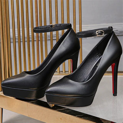 Kvinnors Tåskor Stiletto Spetsig Tå Konstläder 12 cm Klack-1