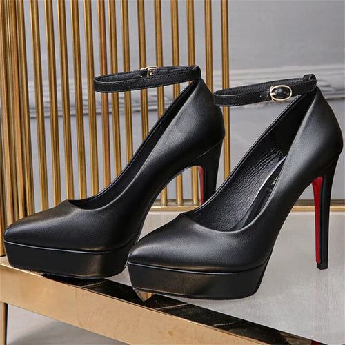 Kvinnors Tåskor Stiletto Spetsig Tå Konstläder 12 cm Klack-1