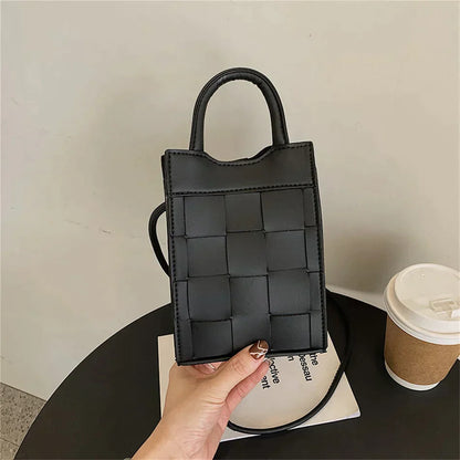 Dam Handväska Vävd Vegansk Läder Elegant Liten-4