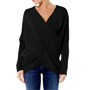 Variant image for Stickad Dam Tröja Criss Cross V-hals Mjuk Akryl-1