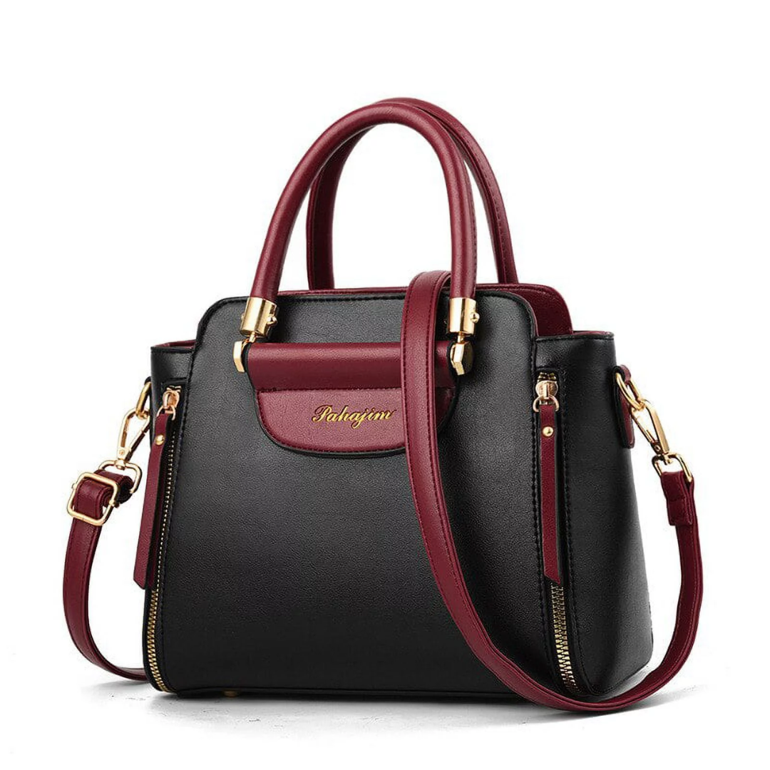 Handväska Dam Bicolor PU-läder Elegant Axelväska-2