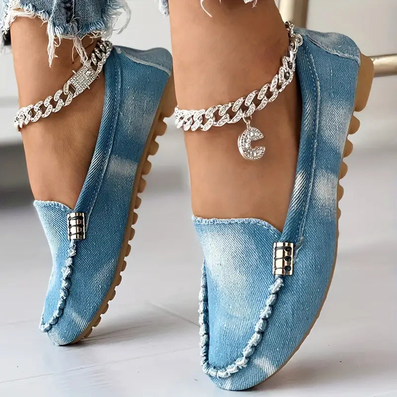 Kvinnors Avslappnade Skor Denim Design Komfortabel och Flexibel-4