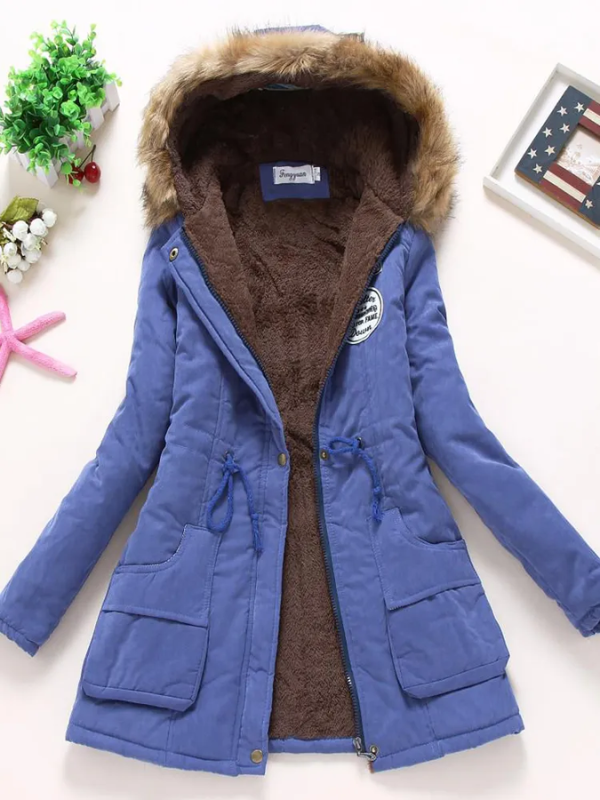 Dam Parkas Slim Fit Med Avtagbar Huva i Andningsbart Tyg-1