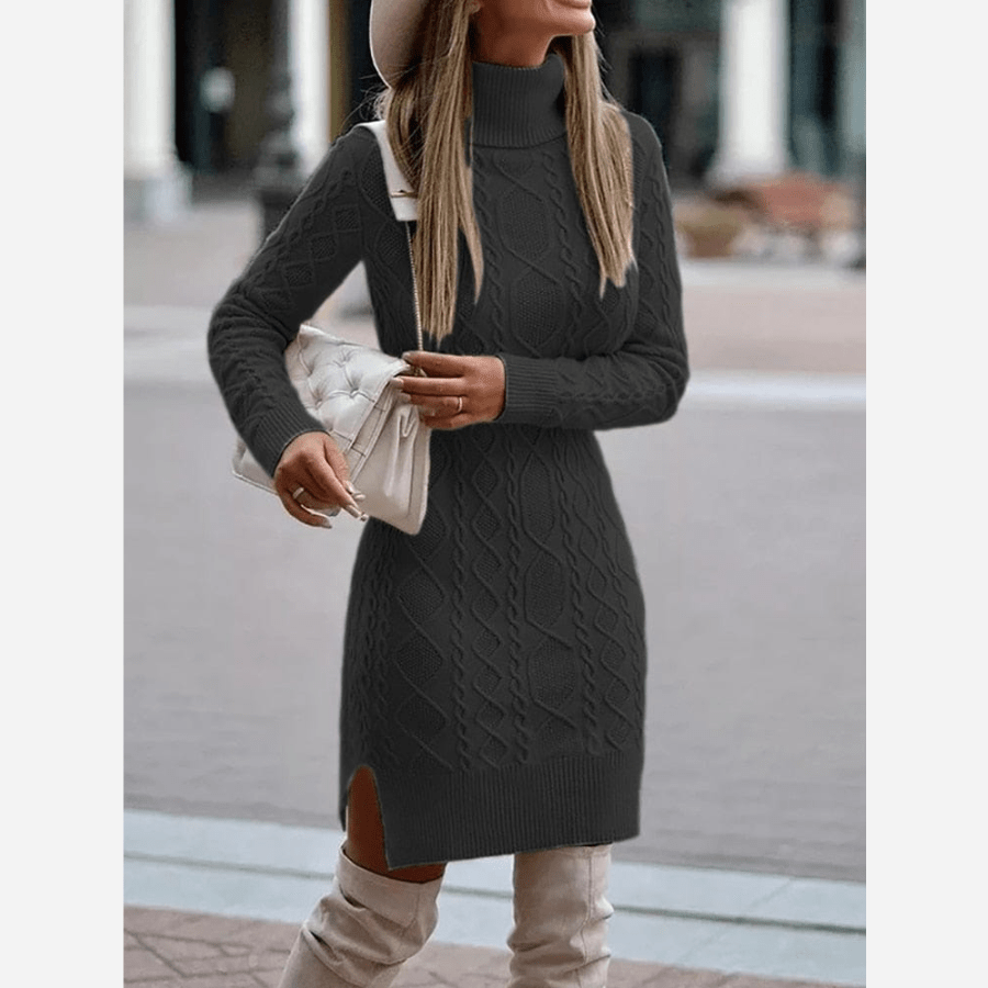 Variant image for Kvinnors Boho Klänning Rullkrage Mjuk Tyg-17