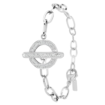 Armband Rostfritt Stål med Swarovski Kristaller Elegant Justerbart 16 cm-4