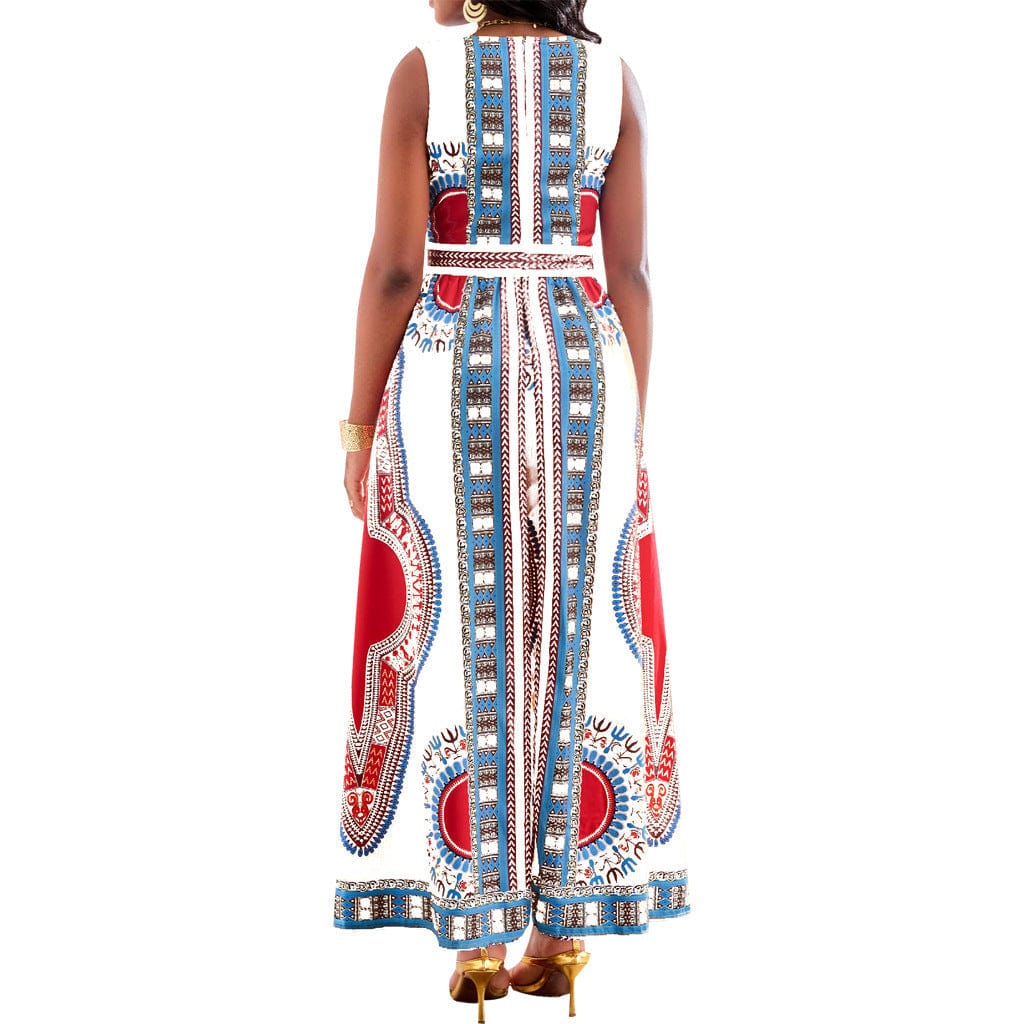 Dam Jumpsuit Dashiki Stil V-Hals Kort Ärmar Polyester-3