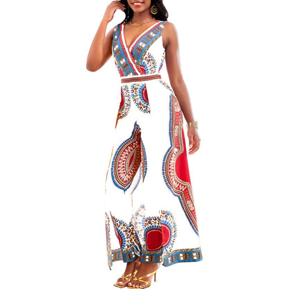 Dam Jumpsuit Dashiki Stil V-Hals Kort Ärmar Polyester-6