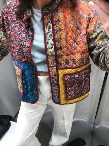 Fina Dam Klänningar Blommigt Tryck Lapptäckdesign 100% Bomull-3