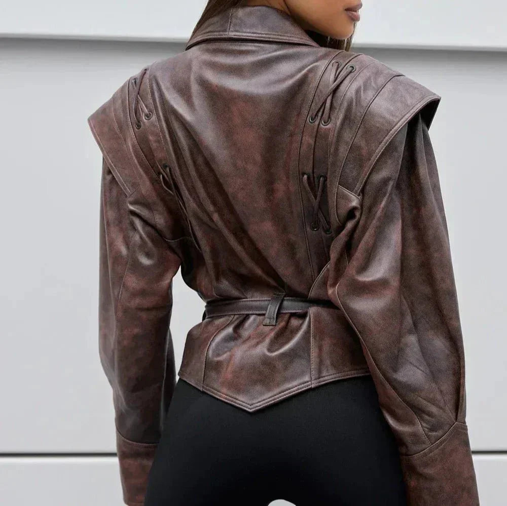 Dam Kappa Vintage V-Urringning Polyester Elegant Design-3