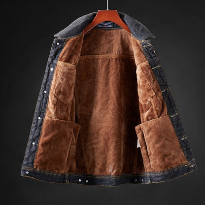 Dam Fleece Denimjacka Trendig och Bekväm Denim Fleece-2
