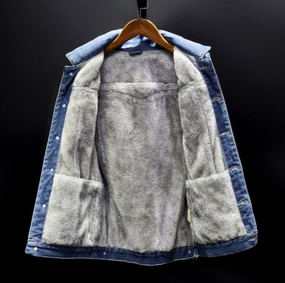Dam Fleece Denimjacka Trendig och Bekväm Denim Fleece-6