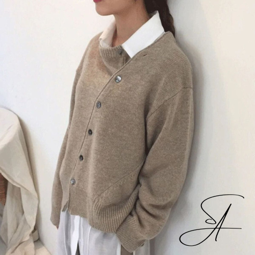 Variant image for Dam Wrap Cardigan Asymmetrisk Knappdetalj Mjuk Kvalitet-1