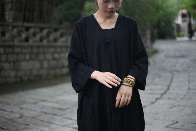 Svart Lång Kofta för Dam i Mjuk Ull med Avslappnad Passform – Elegant Design för Vinterstylning 4