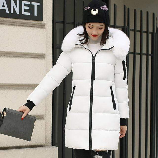 Dam Vinterjacka Lång Vattentålig Polyester Elegant Design 7