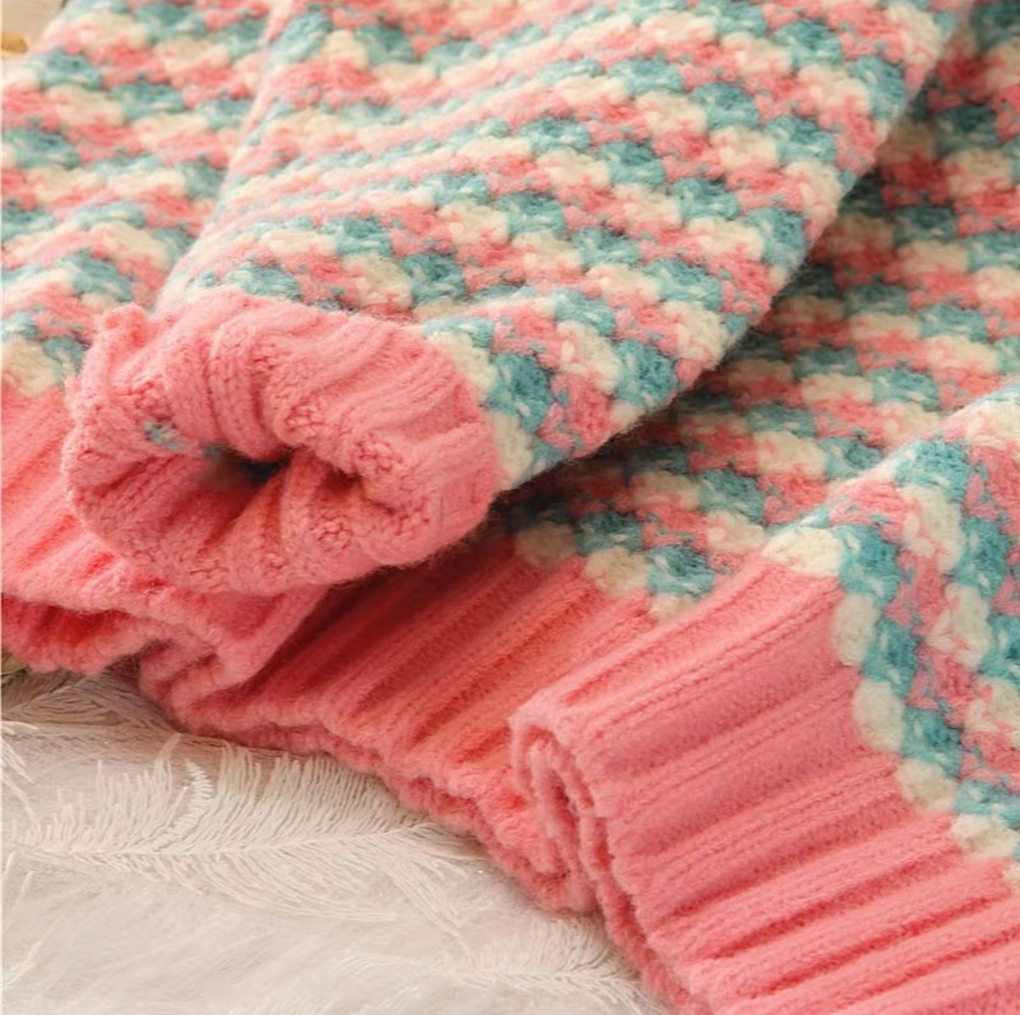 Damer Överdimensionerad Tröja Ränder Stickad-2