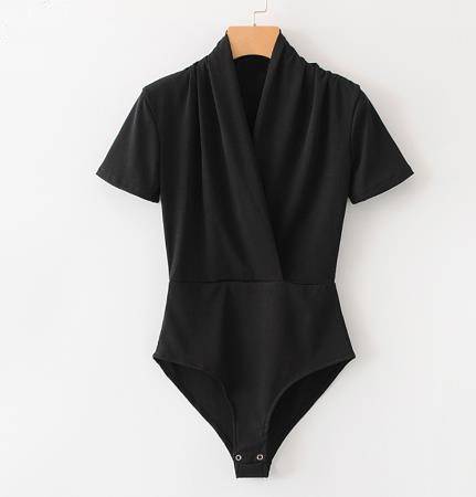 Kortärmad Bodysuit Dam i Stretch Polyester och Spandex – Smickrande Passform för Vardags- och Festbruk 5