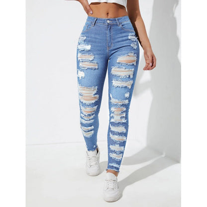 Variant image for Dam Jeans Hög Midja Klassisk Denim Slitstark-11