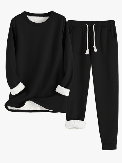 Variant image for Damset Vintertröja Joggingbyxor Monokrom Mjuk Blandningstyg-55