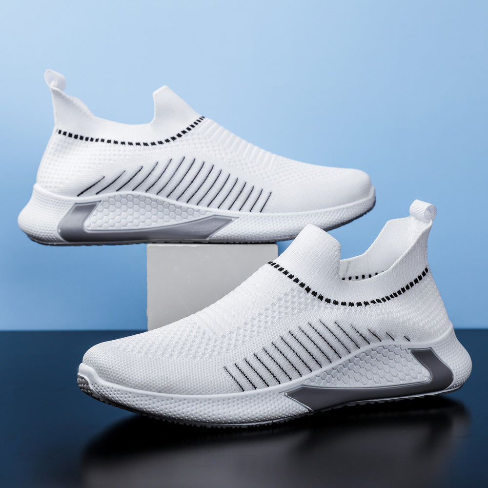 Herrens Sportiga Sneakers Slip-On Stickat Övre Material-3