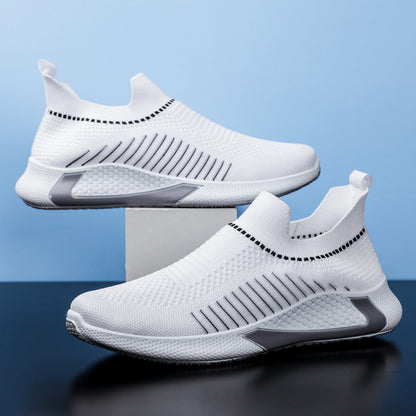 Herrens Sportiga Sneakers Slip-On Stickat Övre Material-3