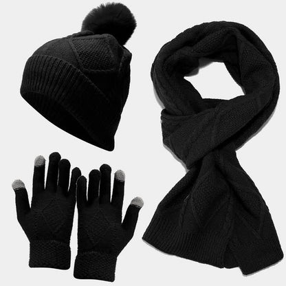 Variant image for Kvinnors Stickat Tillbehörsset Hatt Halsduk Handskar Mjukt Material-3