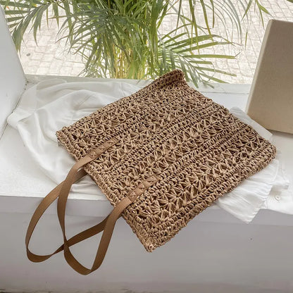 Dam Strandväska Vävd Polyester för Strand och Sommaraktiviteter-6