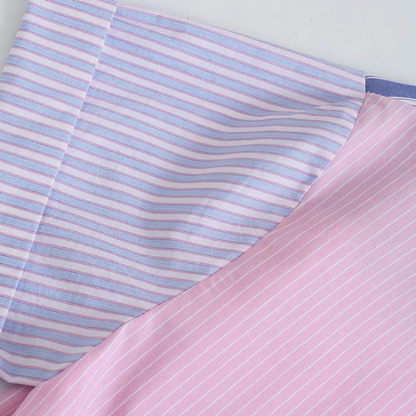 Herrskjorta Kortärmad Randig Bomull och Polyester-5