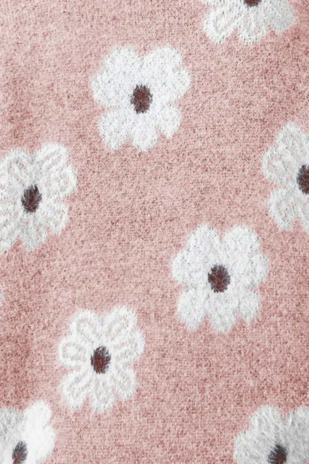 Dam Tröja Halv Dragkedja Blommönster Mjuk Tyg-5