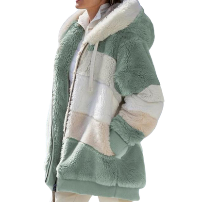 Kvinnors Lapptäcksjacka med Huva Polyester Casual-1