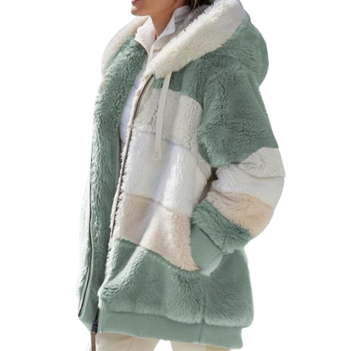 Kvinnors Lapptäcksjacka med Huva Polyester Casual-1