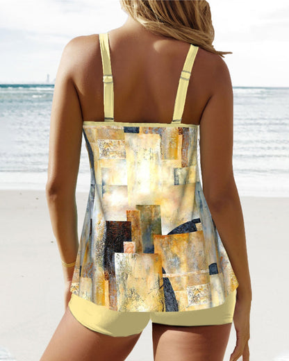 Dam Tankini Justerbara Remmar Spandex Polyester-3