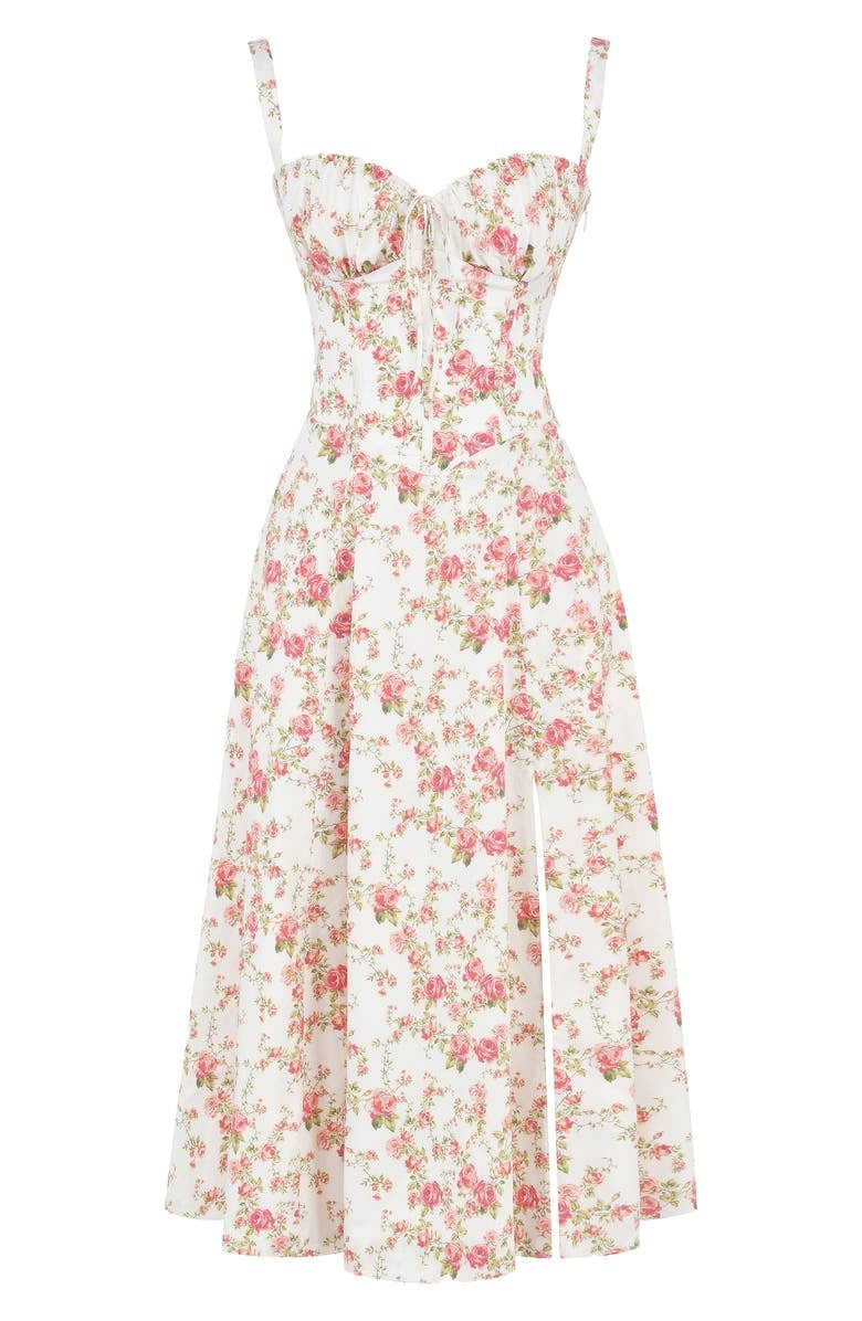 Dam Midiklänning Blommig Design 100% Polyester för Bröllop och Fest-1