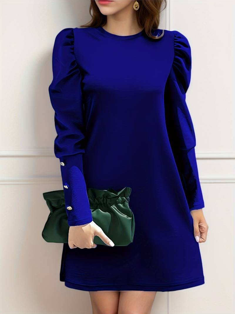 Fina Dam Klänningar med Vackert Utformade Ärmar Andningsbart Tyg-5