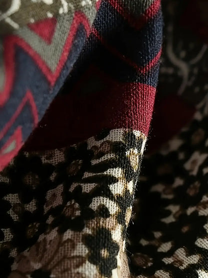 Damjacka Patchwork med Huva – Vintage Stil i Högkvalitativa Tyger för Damer, Bekväm och Varm Jacka 3