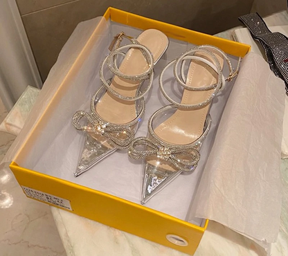 Variant image for Kvinnors Höga Klackar Slingback PVC med Fjärilsknut-3