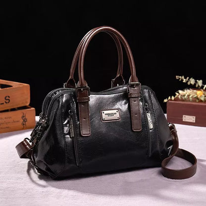 Dam Läderväska Vintage Elegant Design med Justerbara Bältesfästen och Praktiska Fickor 9
