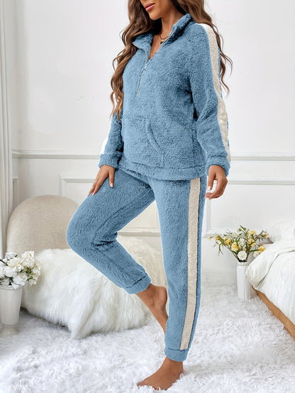 Variant image for Dam Pyjamas Set Plysch Lång Zip Topp och Byxor-5