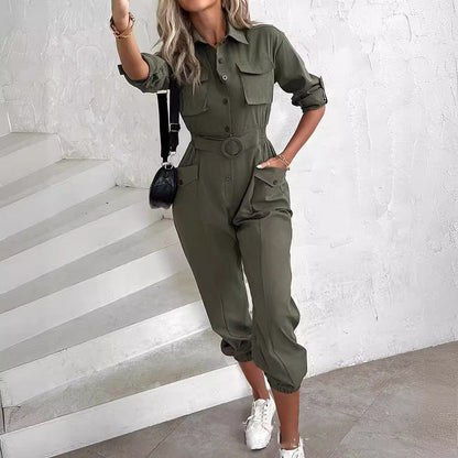 Kvinnors Jumpsuit Långärmad Polyester Elegant Stil-2