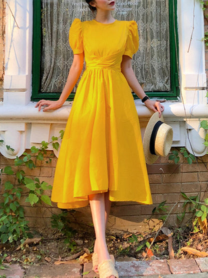 Kvinnors Midi Klänning Justerbart Bälte Högkvalitativt Tyg-2