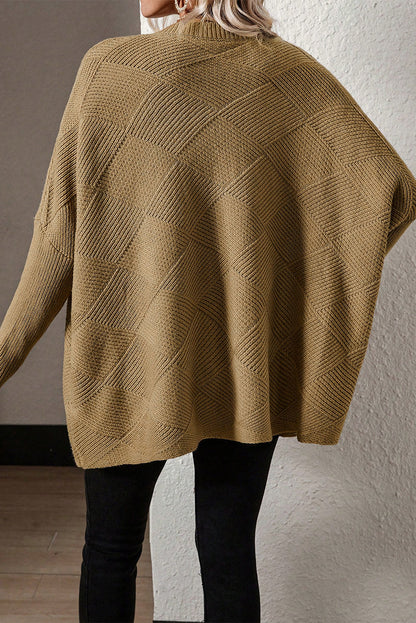 Stickad Dam Tröja med Batwing Ärmar i Kamelmönster, 100% Mjuk Akryl-3