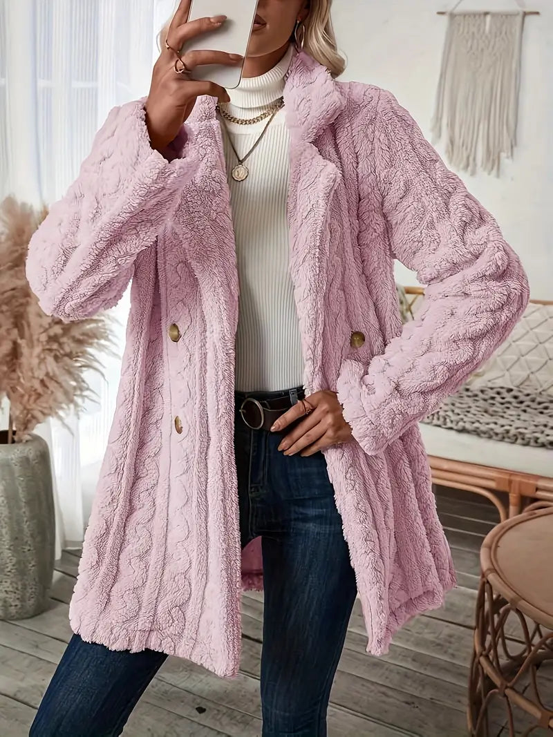 Kvinnor Lång Kappa Mysig Polyester-4