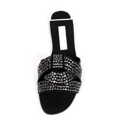 Dam Sandaler Öppna Tår Platta PU Läder-1