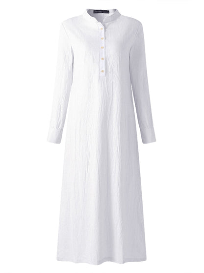 Dam Klänning Maxi V-ringning Långärmad Mjuk Polyester-5