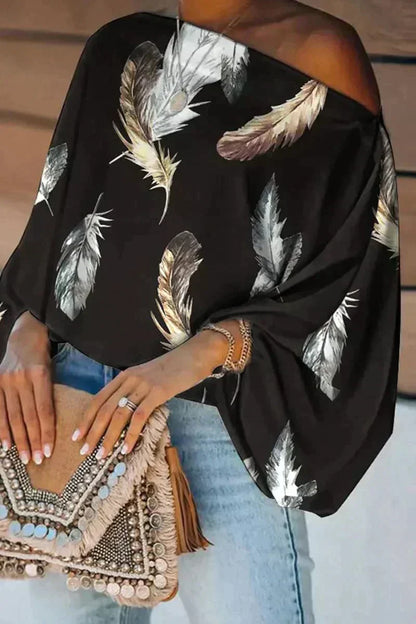 Variant image for Dam Blus Off-Shoulder Blommönster Polyester Lätt-17